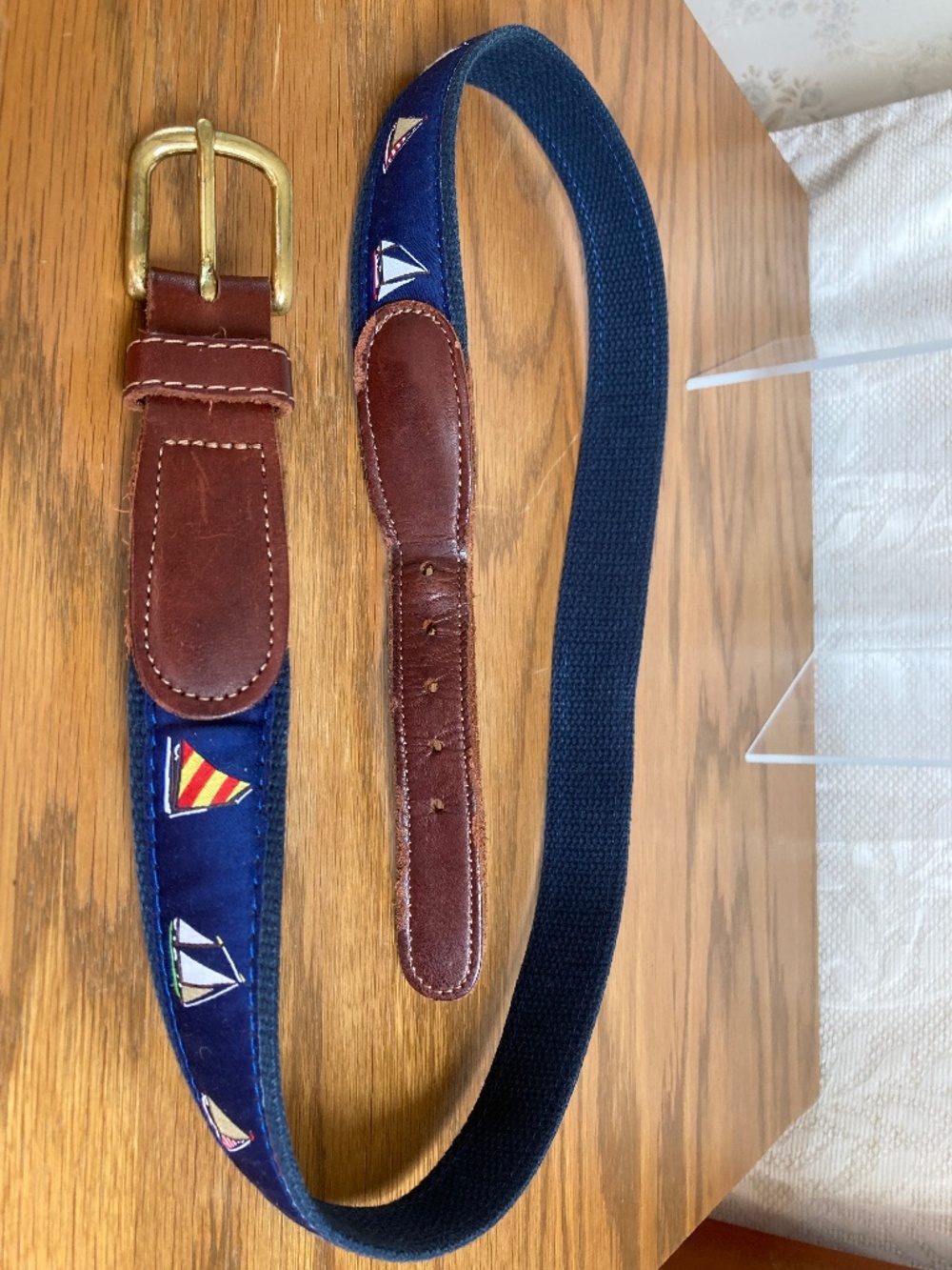 Preston Men's Belt with Sail Boat Design Size 36